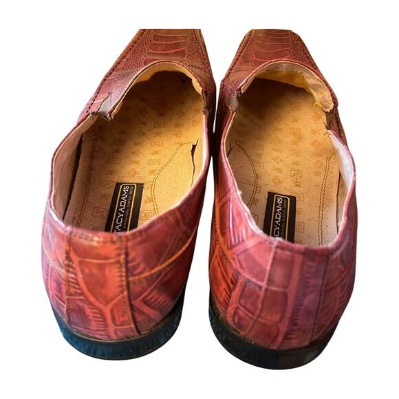 Stacy Adams Croc Embossed Slip On Mens Dress Shoes Size 11 brown Leather Loafers - Picture 12 of 14